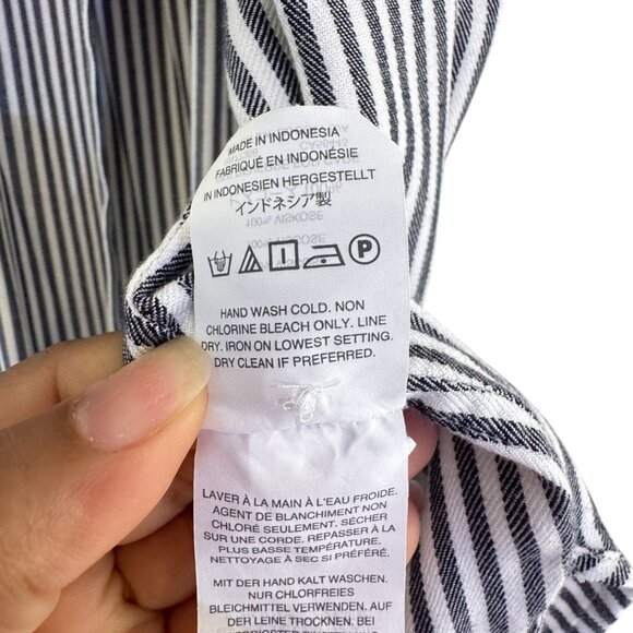 Madewell Womens Central Drapey Gray Striped Button Down Collared Shirt Size XXS - Picture 7 of 9